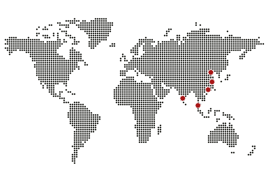 A map showing Nolatos sites in Asia